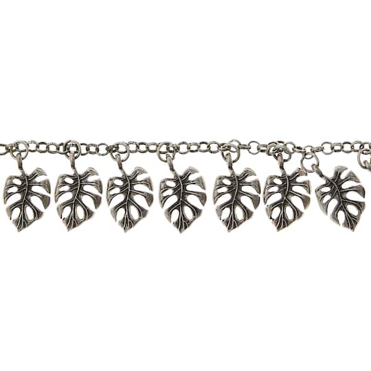 12 Pack: Oxidized Silver Metal Palm Leaf Charms, 20mm by Bead Landing&#x2122;